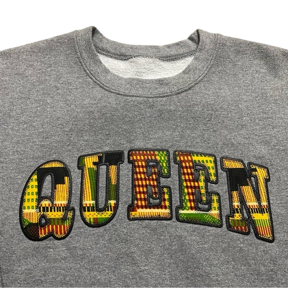 EsqEMB “Queen” Kente Print Custom Crewneck Sweater - Picture 2 of 4